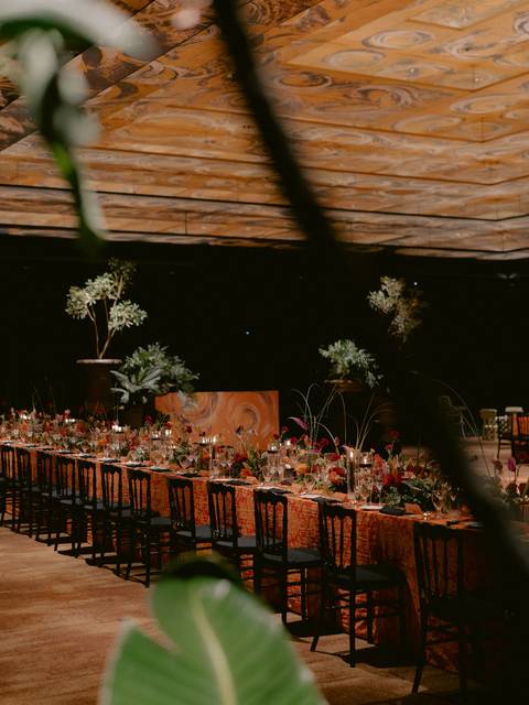 Long candle-lit reception tables